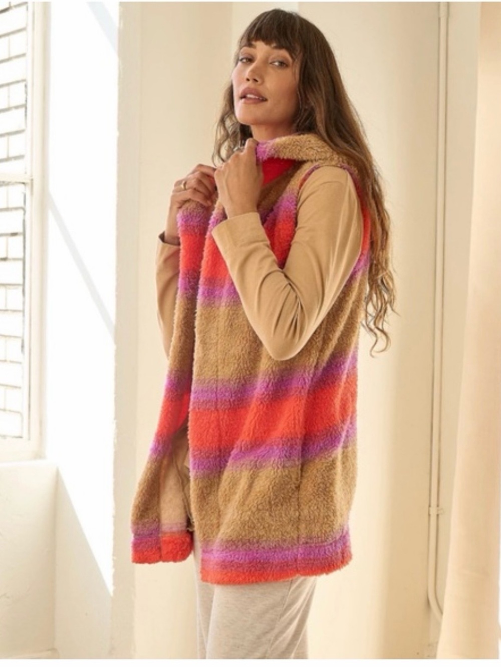 Koolaburra Ugg Pink Cozy Faux Fur Hood Vest